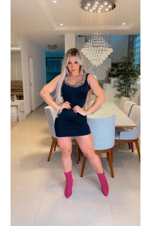 Vestido Pérolas Black